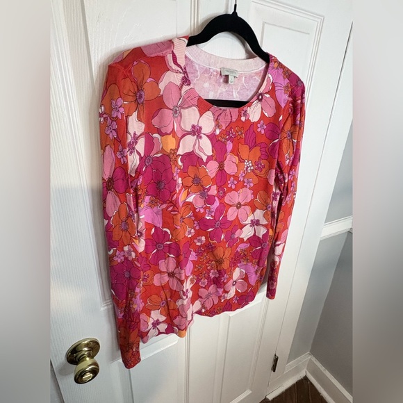 Talbots Tossed Flowers Crewneck Sweater – Floral – Size L | Lightweight - Picture 3 of 8